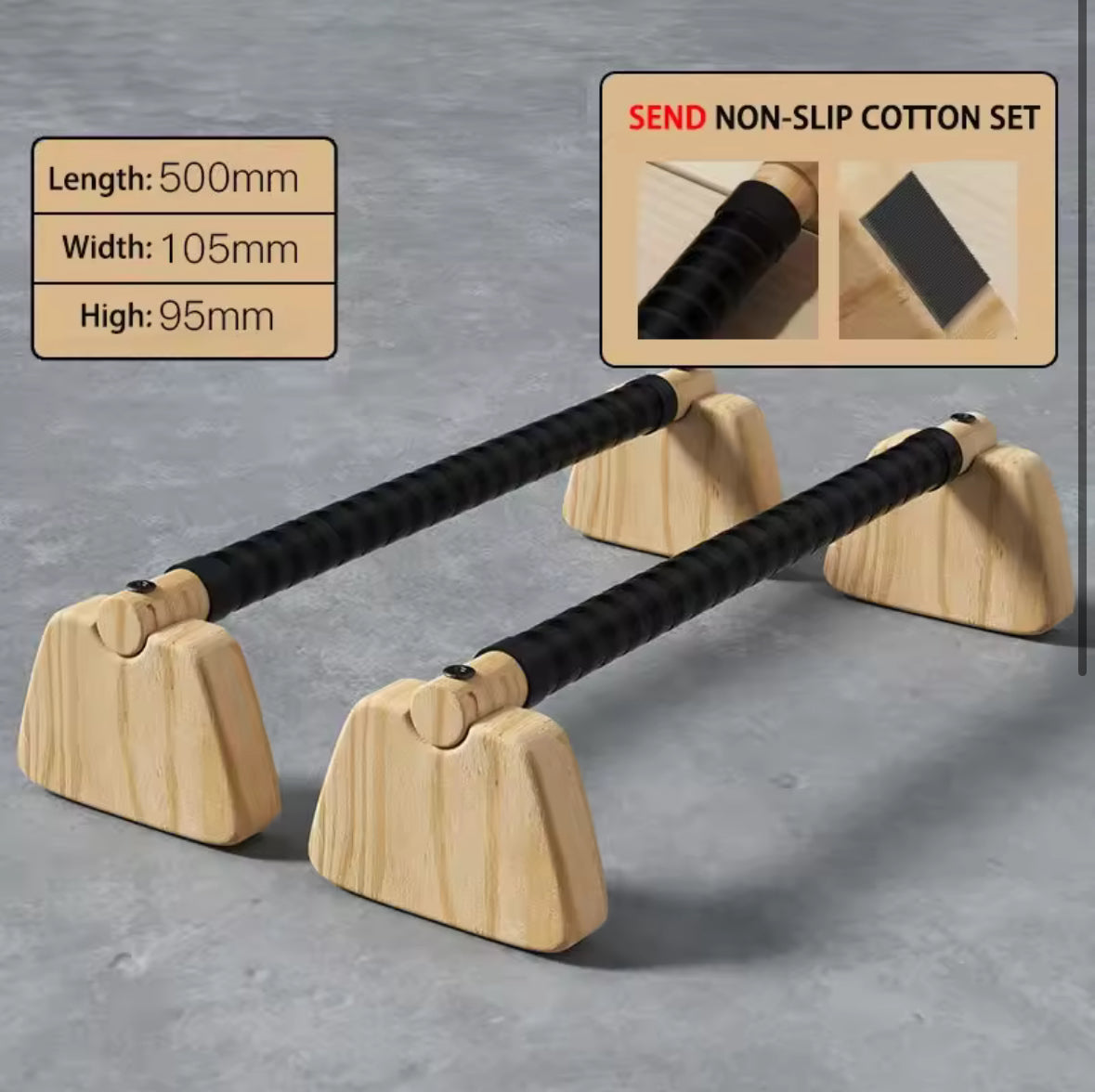 Holz Parallettes – Push-up & Calisthenics Griffe aus Buchenholz (20–50 cm)