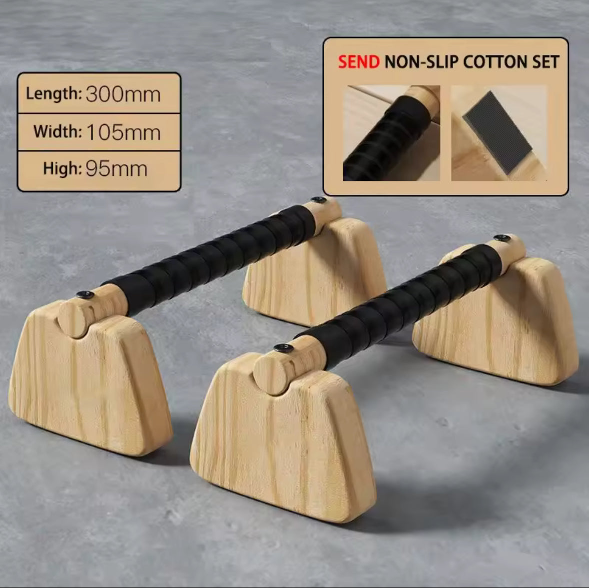 Holz Parallettes – Push-up & Calisthenics Griffe aus Buchenholz (20–50 cm)